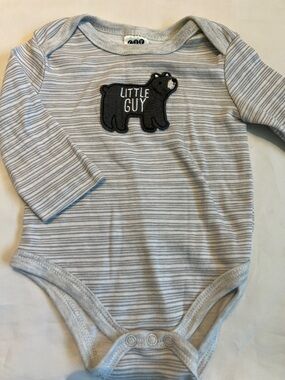 “Bundle 10/$13” 3-6M Baby Long-Sleeve Bodysuit Gray Stripes with Bear boy baby